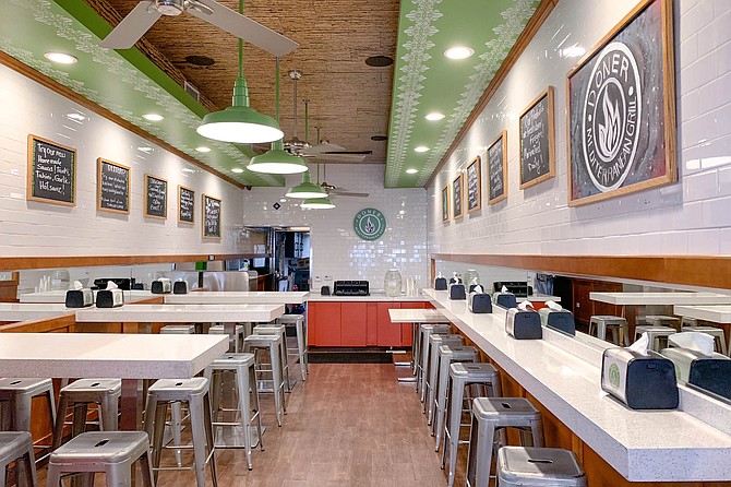 The clean ,fast casual dining room of Doner Mediterranean Grill
