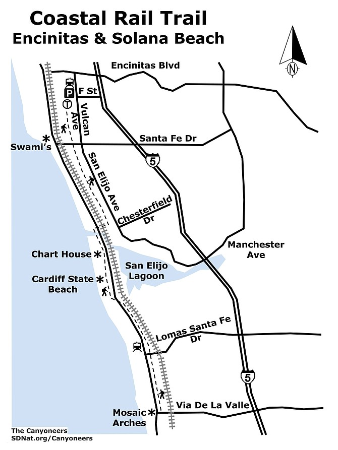 Coastal Rail Trail Encinitas to Solana Beach map