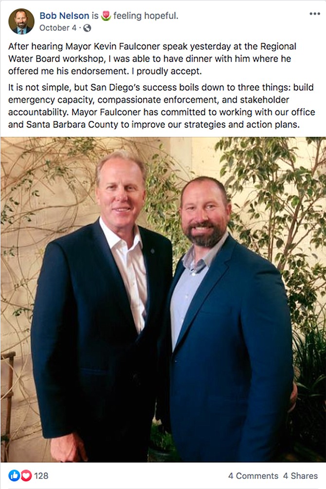 Bob Nelson and Kevin Faulconer Facebook post