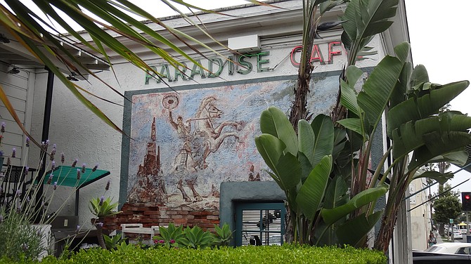 Paradise Cafe in Santa Barbara, with Leo Carrillo mural. Photo taken in 2013