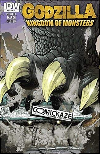 Godzilla comic featuring Scott's Comickaze  store on the cover
