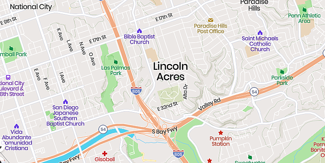 Lincoln Acres map from MapCarta.com