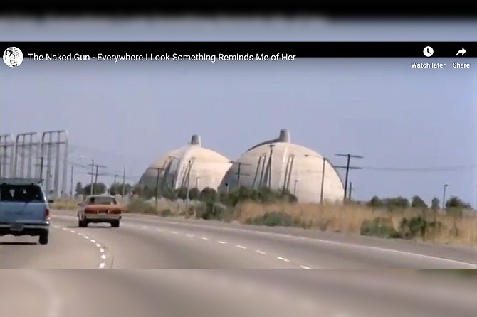 Never mind the original Maltese Falcon or Luke’s lightsaber from A New Hope; now you can own one of the truly great pieces of movie memorabilia! As the San Onofre Nuclear Generating Station begins its dismantle later this month, the owners are looking for a serious movie buff who is interested in purchasing and relocating the station’s twin domes, immortalized by Police Squad Lieutenant Frank Drebbin in the first Naked Gun movie. Heartbroken following a breakup with his beloved Jane, Drebbin does his best to forget her, but even the open road is full of reminders of her charms... A huge opportunity! $50,000. Contact admin@sanonofreboobs.gmail. Serious offers only.