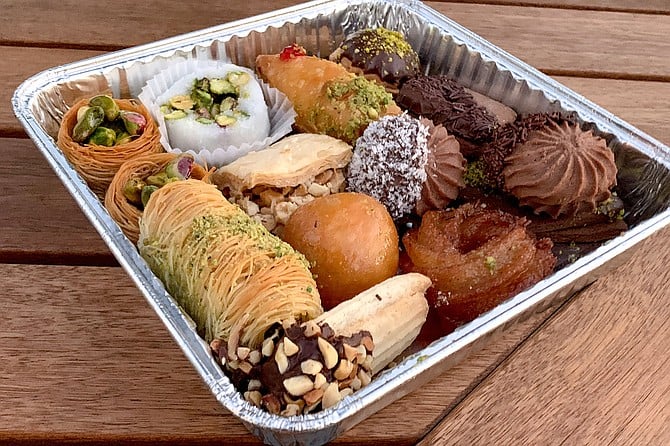 A one pound tray filled with Middle Eastern pastries