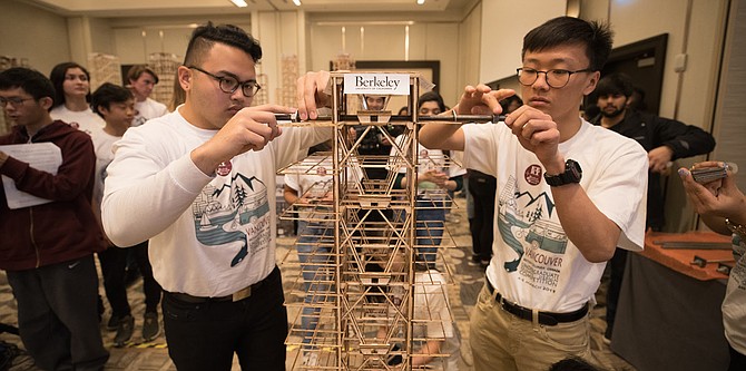 350 competitors built and tested their four-foot-tall model buildings.