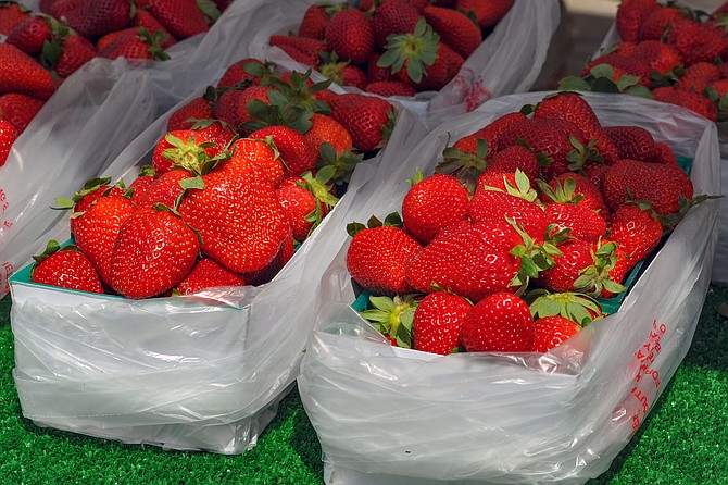 Sweet red strawberries sold by Rodney Kawano Farms