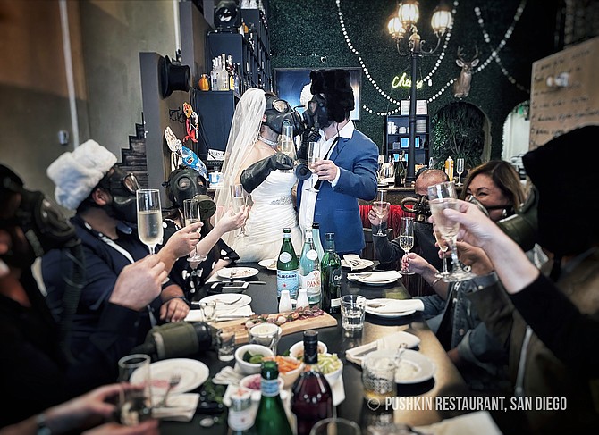 Ike and Yulia Gazaryan's March 13 wedding feast, served for employees of Pushkin restaurant and guests