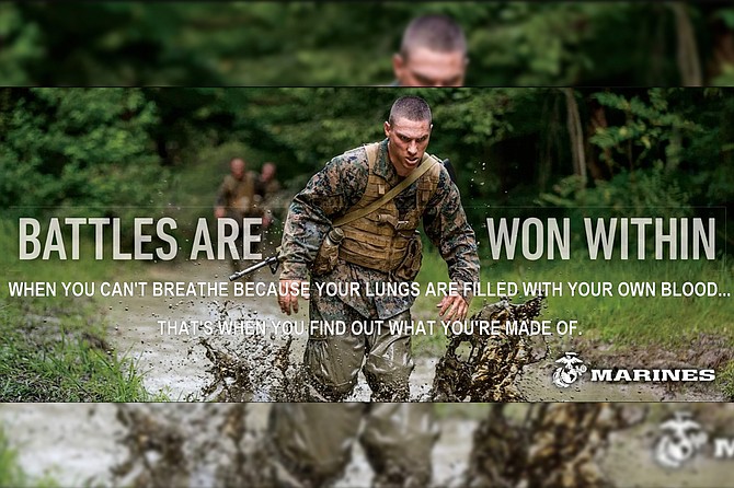 Fight the invisible enemy! Actual Marine recruitment poster. (Well, mostly.)