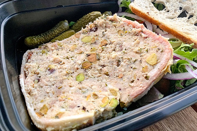 Rabbit and pistachio pâté, served by Hunsake at Vincent's and virtual sister restaurant The Flying Toad
