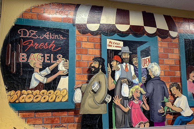A mural at D.Z. Akin's invokes take out memories.
