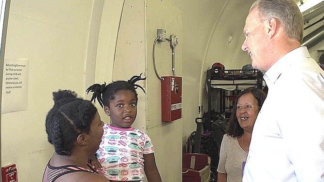 Faulconer during a tour of a downtown homeless shelter.