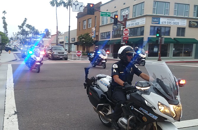 Oceanside motorcycle police following an Oceanside Black Lives Matter march.