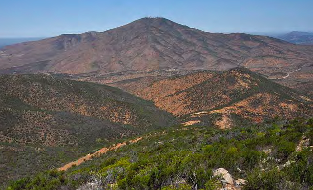 Looking east from Mt. San Miguel towards the Proctor Valley, the Jamul mountains,
and the project site