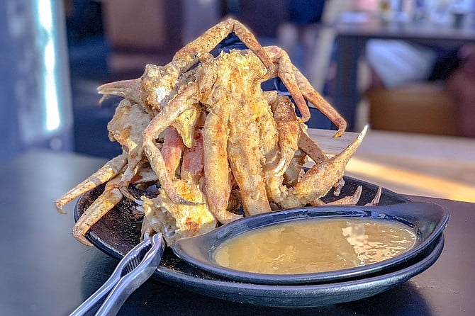 A pound of deep fried snow crab legs, and melted butter