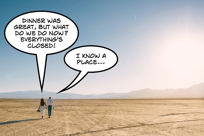 A San Diego couple on their first date survey the post-10 pm social wasteland and contemplate their options.