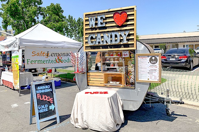 This vintage-styled, hand-built trailer may be found selling candy at local farmers markets.