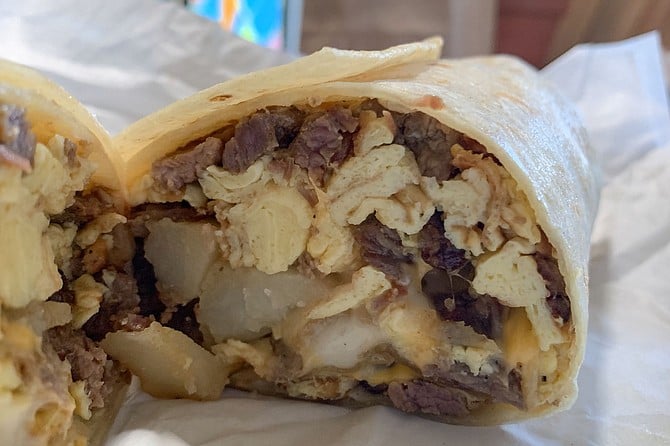 Photo: A steak and potato breakfast burrito from Colima's Mexican Food ...
