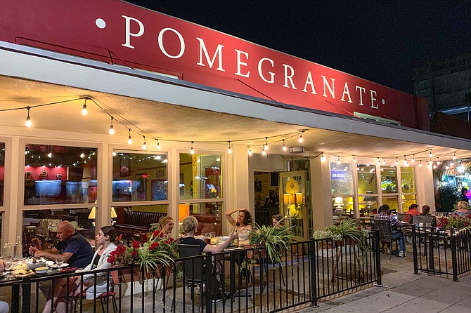 Pomegranate sidewalk seating, a great place for evenings spent in conversation