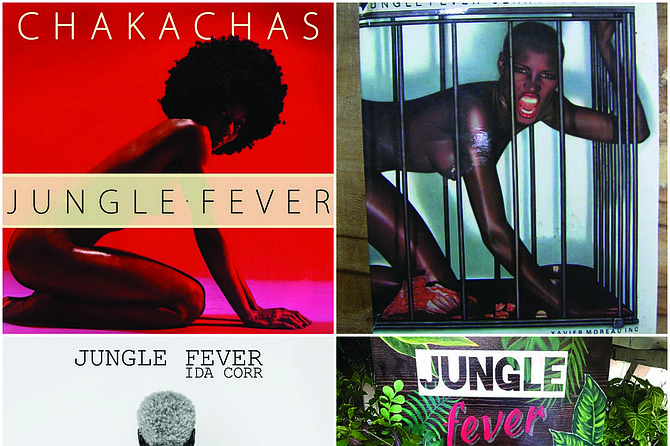 One of these Jungle Fevers is not like the other. Upper left: Chakachas’s 1972 hit single. Upper right: Jean-Paul Goode’s 1982 photo book featuring a caged Grace Slick on the cover. Lower left: Ida Corr’s 2013 track. Lower right: from the Instagram page of Stephanie Ward’s new home-based plant store.