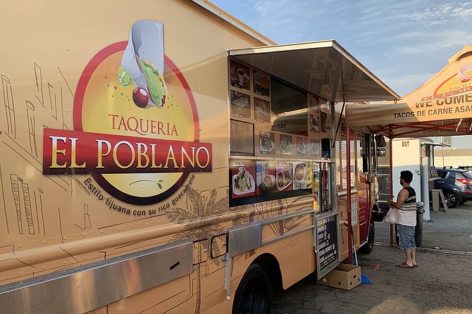 The Taqueria El Poblano food truck, set up six days a week at 4th and Main, Chula Vista