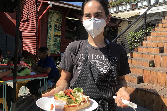 Georgina with a half-Croque Madame.