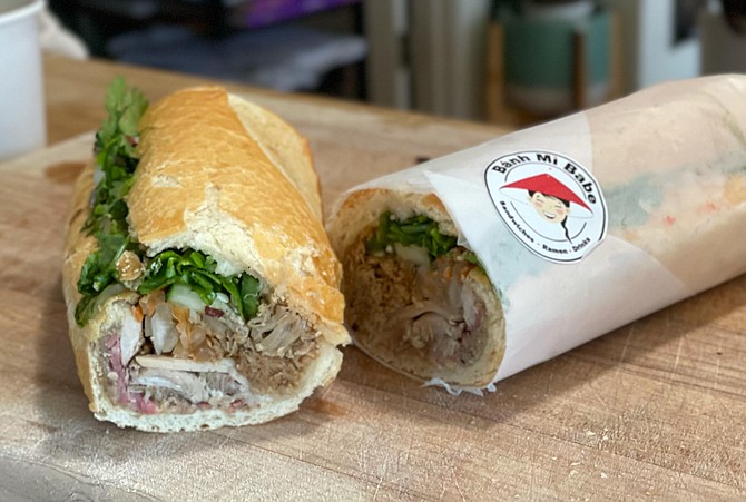 The Banh Mi Babe deluxe, with pork belly, Vietnamese ham, chicken, and pate