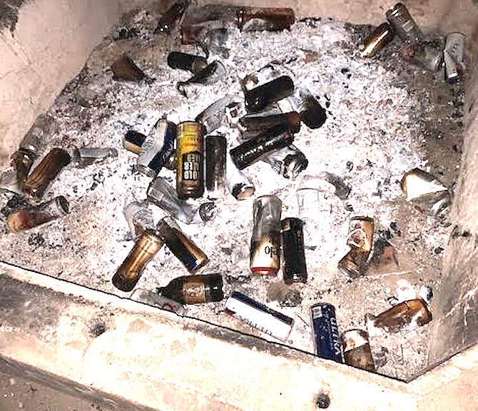 Bottles in fire pit