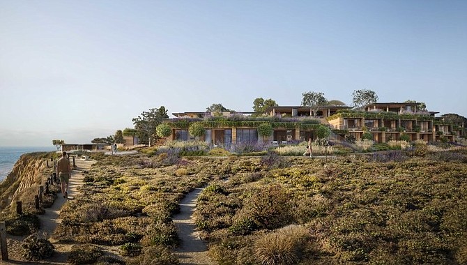The drawing for the bluff-top Marisol condo/hotel project in Del Mar. - Image by Dwight Worden