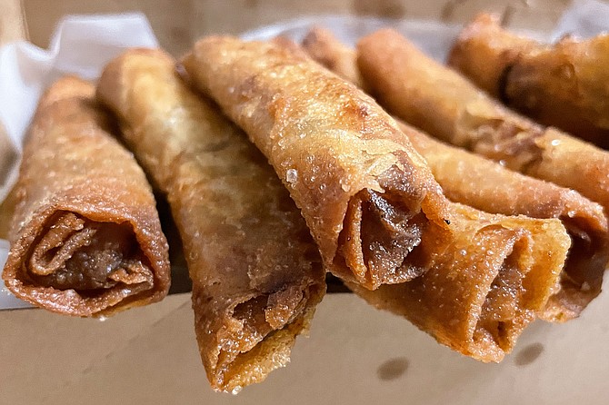 Best in San Diego beef lumpia: minced beef, carrots, celery, and onions, hand-wrapped and deep fried