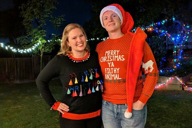 Jenna and Spencer felt festive in their ugly Christmas sweaters.