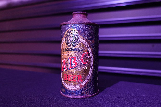 A vintage can from the original, 1921 Aztec Brewing Company, part of a collection kept by John Critchfield