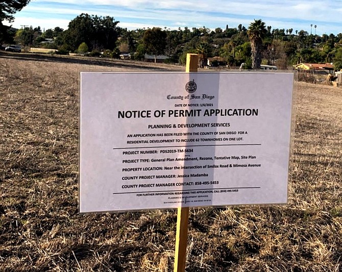 Development application permit on Smilax Road, San Marcos.