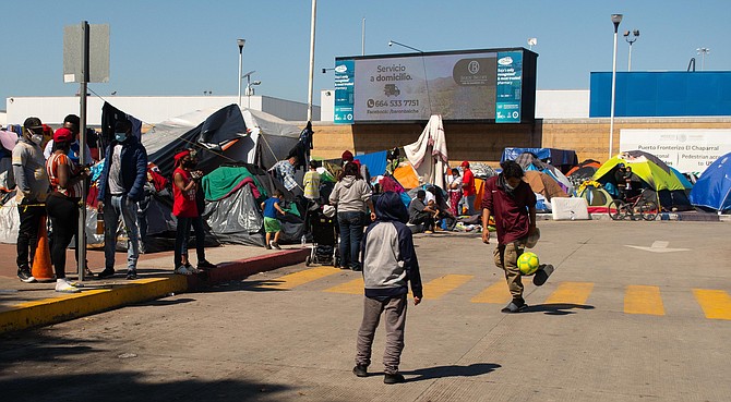 Since February 19 around five hundred migrants have set up camp in the Mexican side of the Port of Entry. - Image by Luis Gutierrez