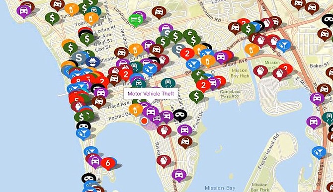 Last four weeks of crime in area around Mission Bay