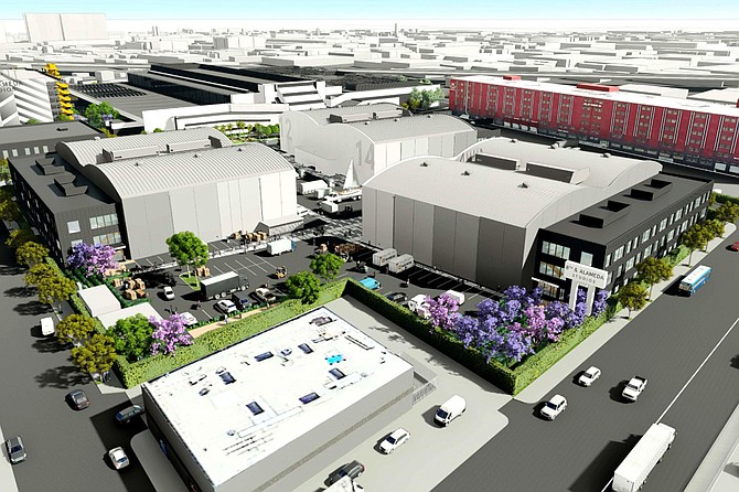 A rendering of the proposed redevelopment of the Los Angeles Times printing plant Credit Atlas Capital Group.