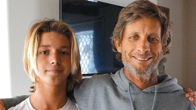 Long considered the best longboard surfer of modern times, Joel (right) and son Tosh Tudor are realistic about making a living at what they love.