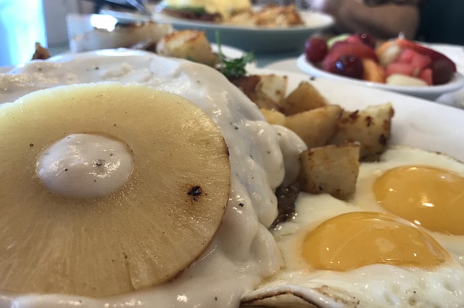 Secret weapon - grilled pineapple gives shot of sweetness to steak.