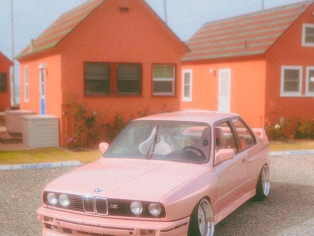 Louis Farris took photos of his BMW in front of Oceanside bungalows.