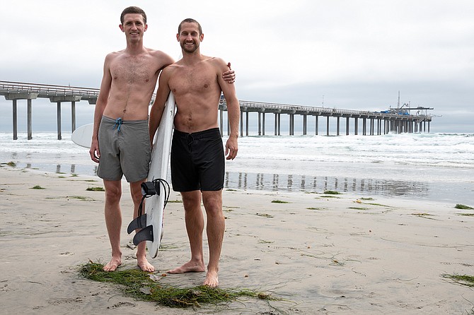 Karl Yoder and Colin O’Niell after a session at Scripp's Pier.
