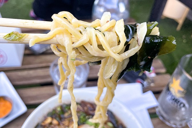 RakiRaki's thick ramen noodles, now made with mochi