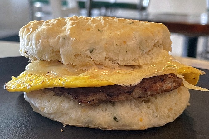 The sausage egg and biscuit sandwich can make a reasonable grab-and-go option.