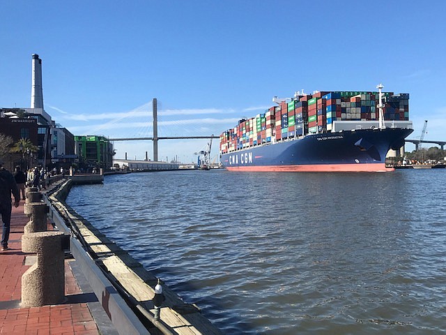 Container Ship on the Savannah River