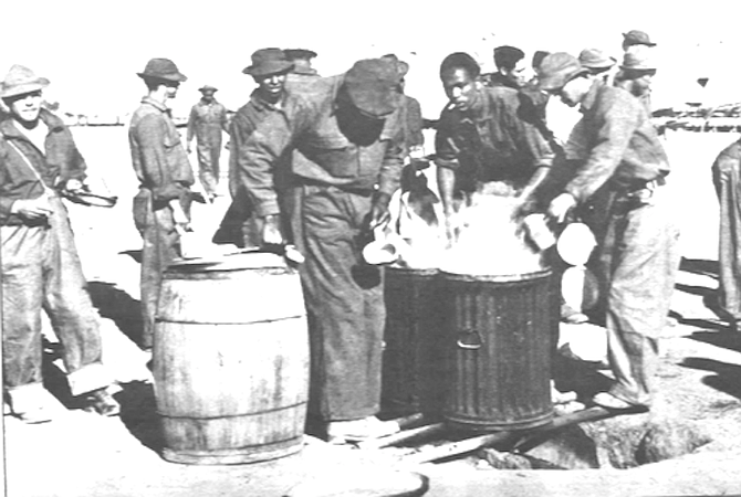 Washing dishes at March Field Camp, 1933