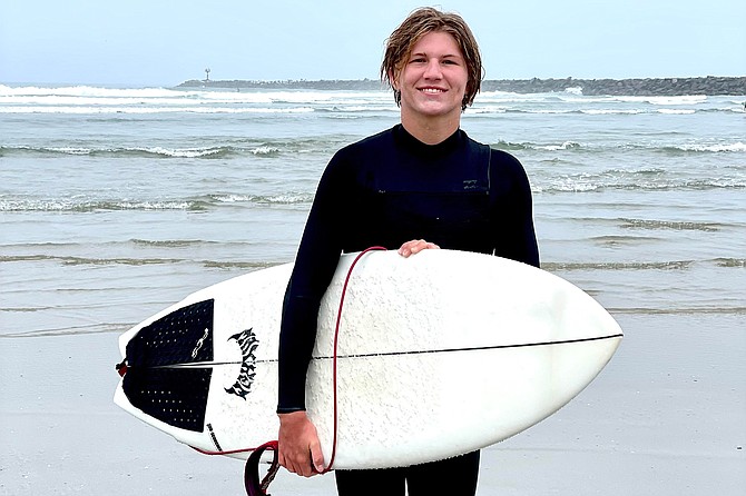 16-year-old Fletcher Lettow has been surfing for 8 years. - Image by Siobhan Braun