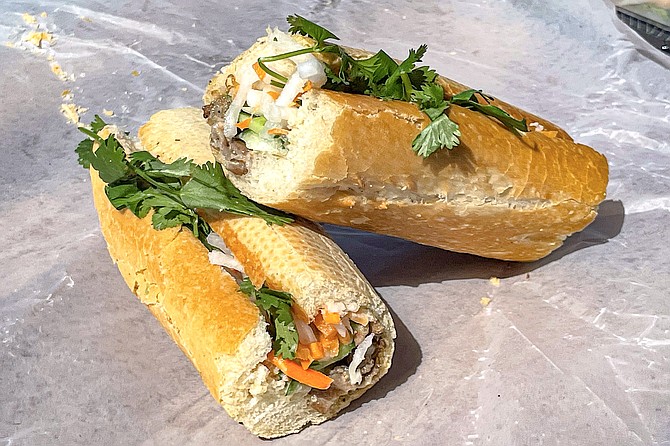 Better than average bahn mis, served on thin, crispy baguettes