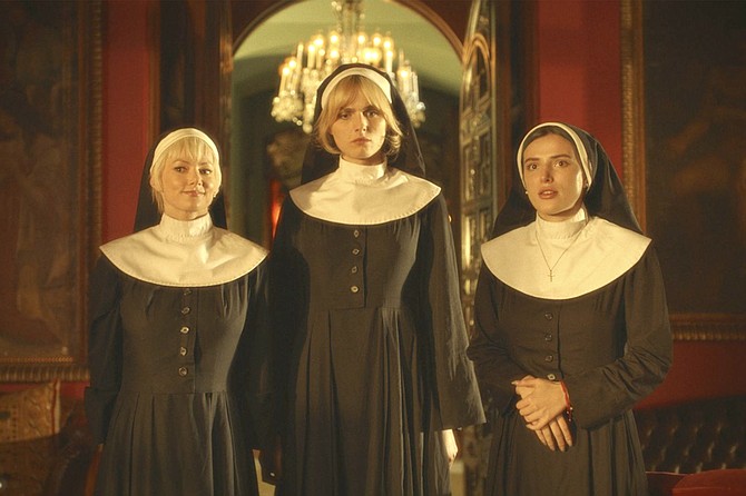 Habit: Libby Mintz, Andreja Pejic, and Bella Thorne play nuns on the run from reason.