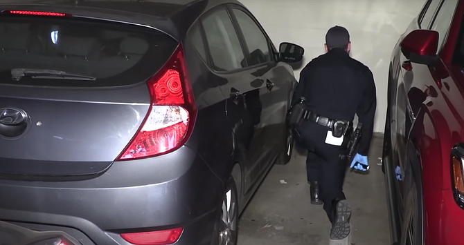 San Diego police inspecting Hyundai at Mission Heights complex