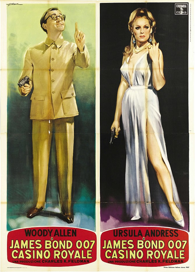 Door panels featuring Woody Allen and Ursula Andress.