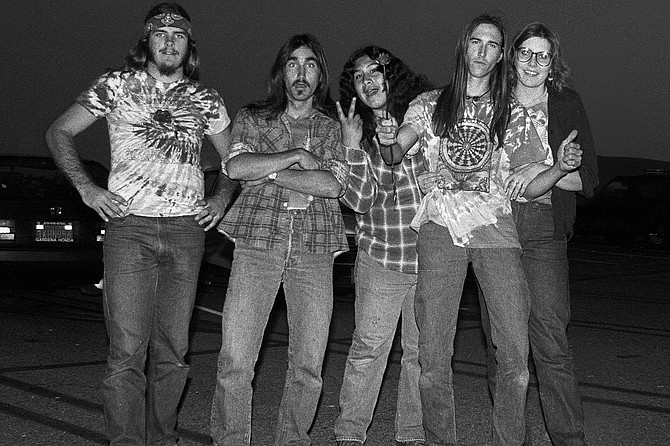 Our crew at The Grateful Dead, Brock, Frank, Don, Hans and Tammy, Irvine Meadows 1985