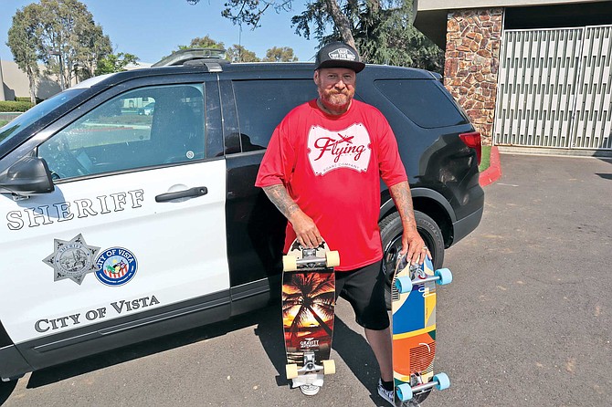 Hall of Fame skateboarder, Dennis Martinez, embracing a vehicle he once feared.